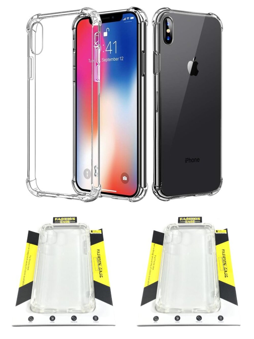 2 NEW iPhone Xs 1Os X 10 Clear Case Cover Transparent Slim Shock Absorption NIP